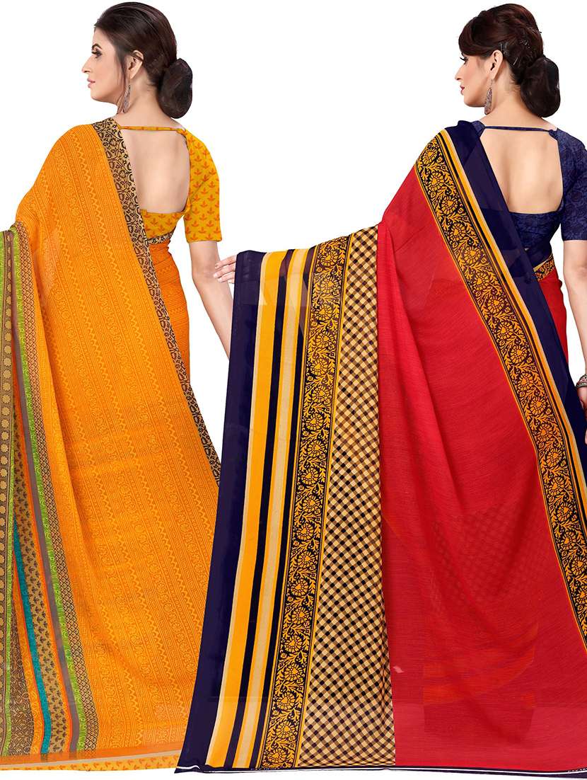 women pack of 2 casual wear combo sarees with blouse - 21478520 -  Standard Image - 1