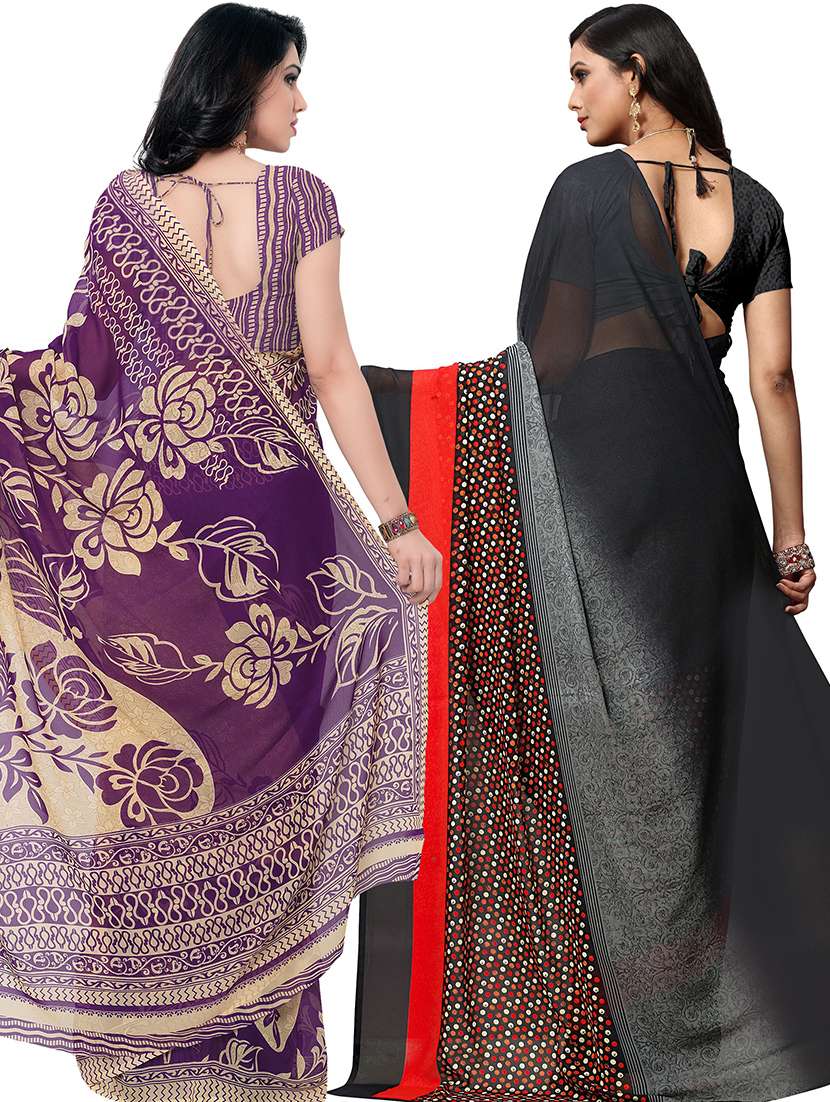women pack of 2 casual wear combo sarees with blouse - 21478544 - Standard Image - 1