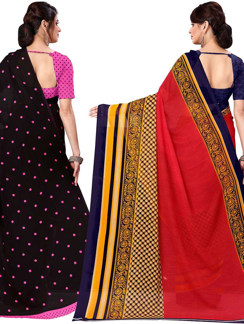 women pack of 2 casual wear combo sarees with blouse - 21478551 -  Standard Image - 1