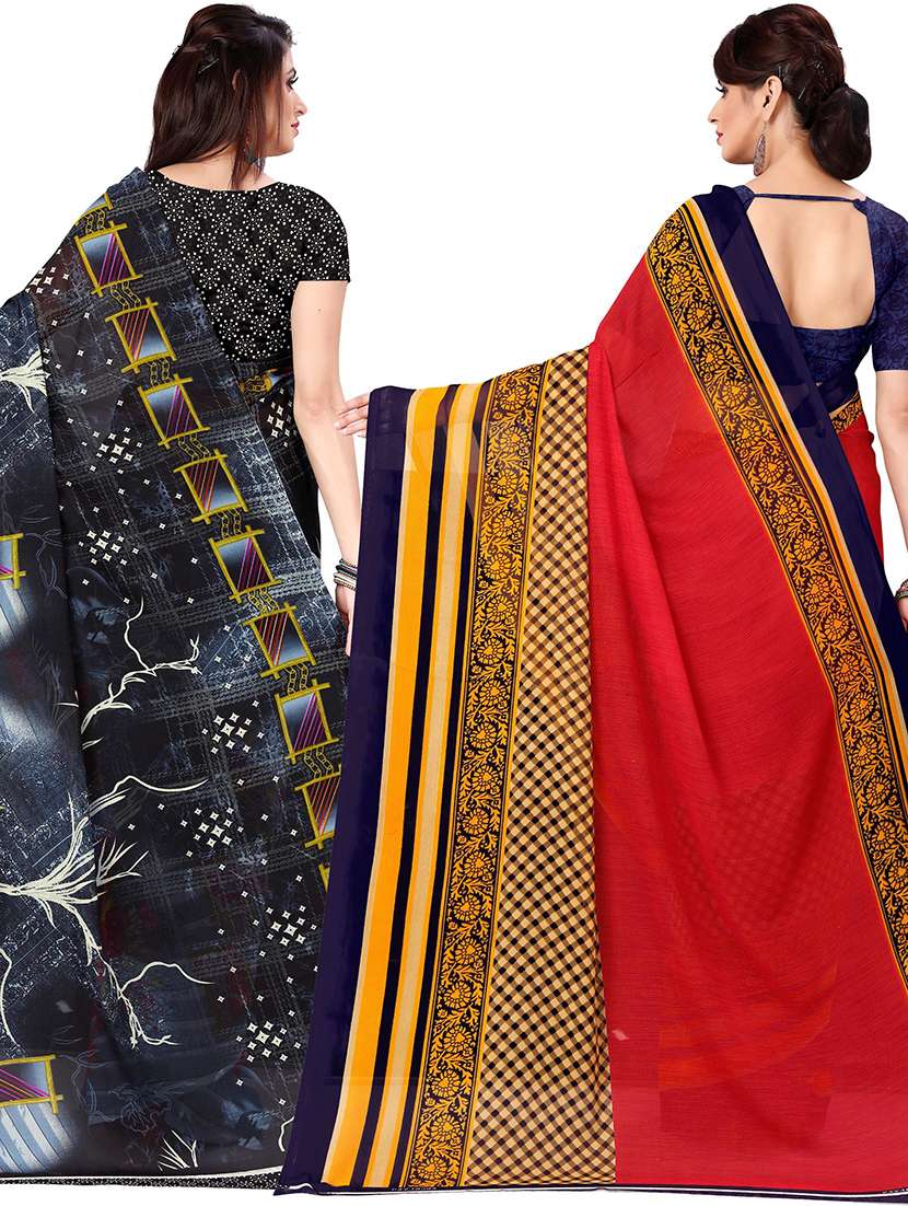 women pack of 2 casual wear sarees with blouse - 21478553 -  Standard Image - 1
