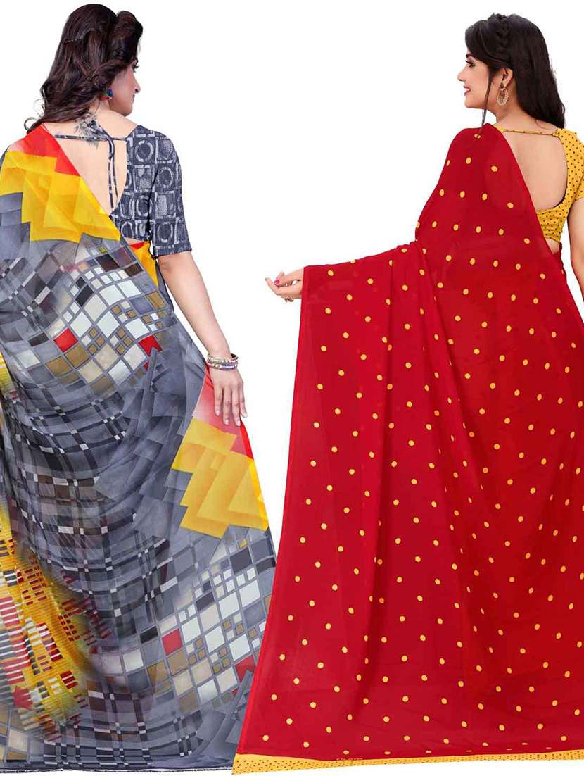 women pack of 2 casual wear sarees with blouse - 21478618 -  Standard Image - 1
