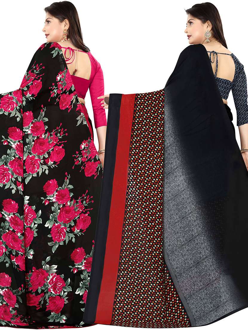women pack of 2 printed casual wear saree with blouse - 21478622 -  Standard Image - 1