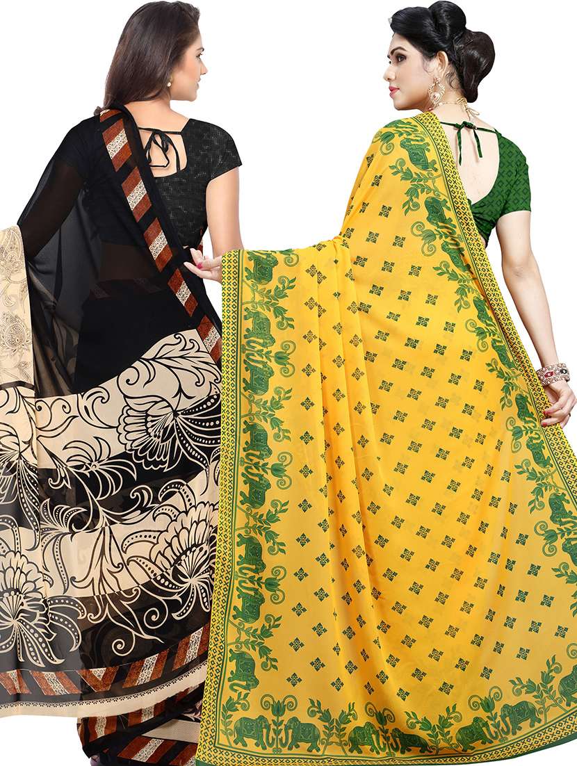 women pack of 2 casual wear combo sarees with blouse - 21478689 -  Standard Image - 1