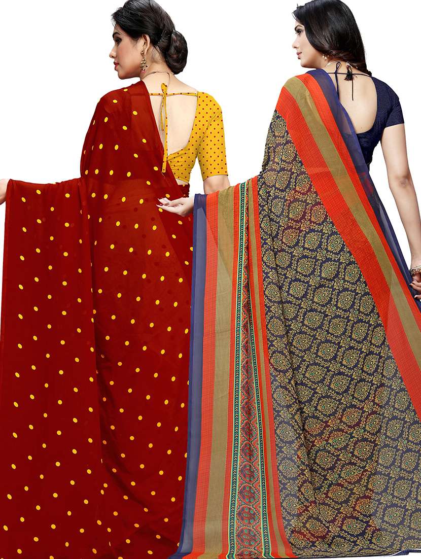 women pack of 2 casual wear combo sarees with blouse - 21478715 -  Standard Image - 1