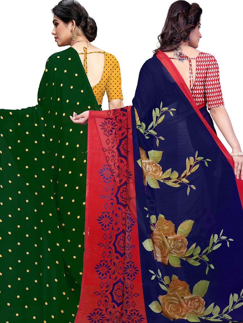 women pack of 2 casual wear combo sarees with blouse - 21478733 - Standard Image - 1