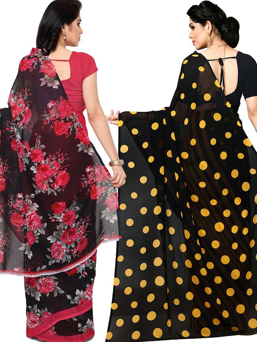 women pack of 2 casual wear combo sarees with blouse - 21478740 -  Standard Image - 1