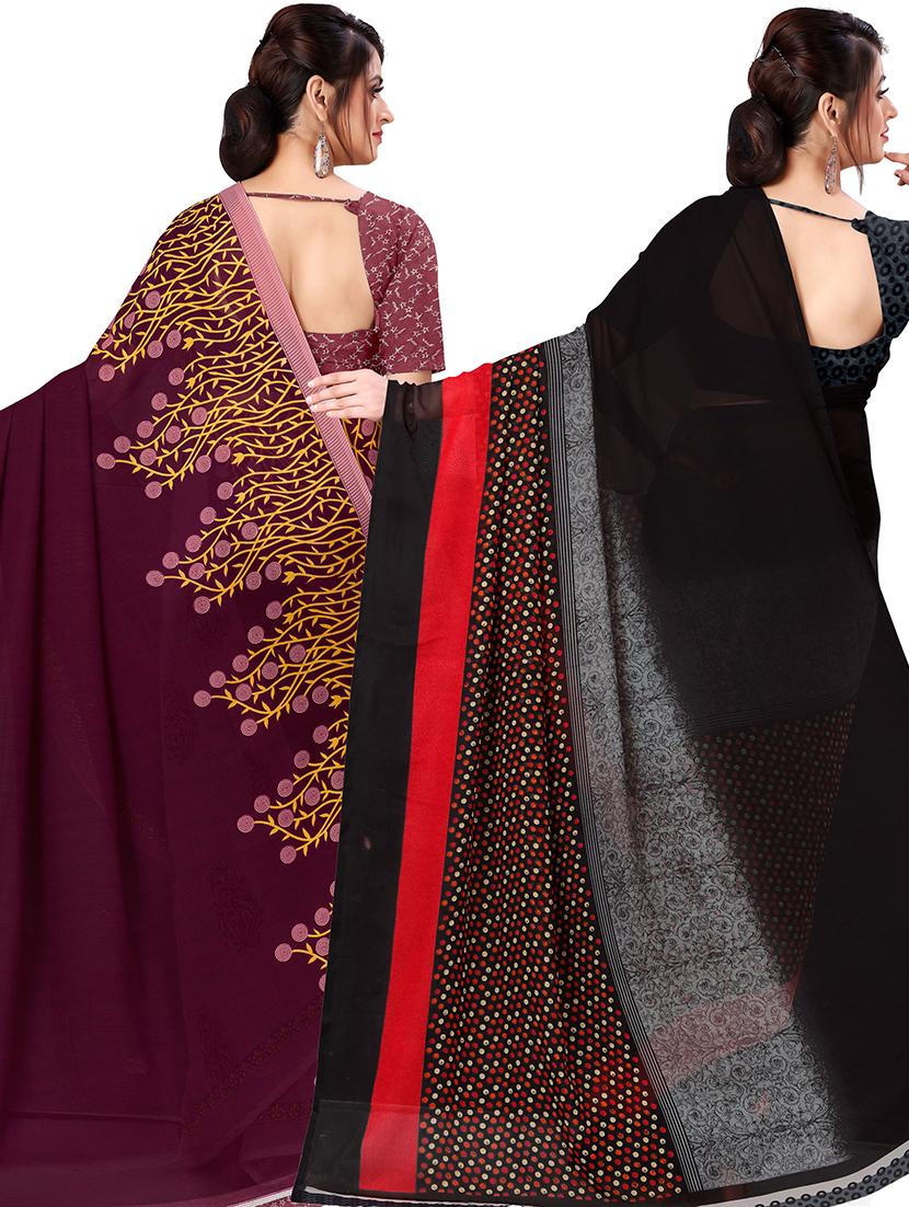 women pack of 2 casual wear combo sarees with blouse - 21478748 -  Standard Image - 1