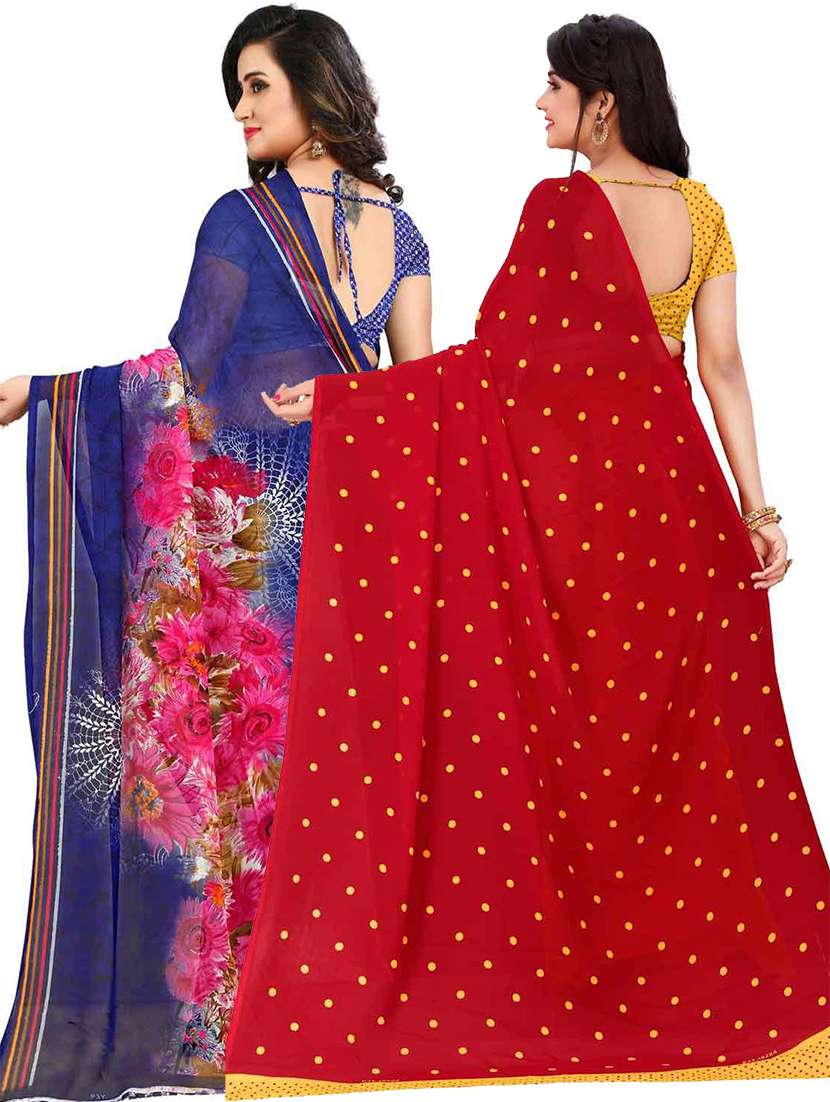 women pack of 2 casual wear combo sarees with blouse - 21478759 -  Standard Image - 1