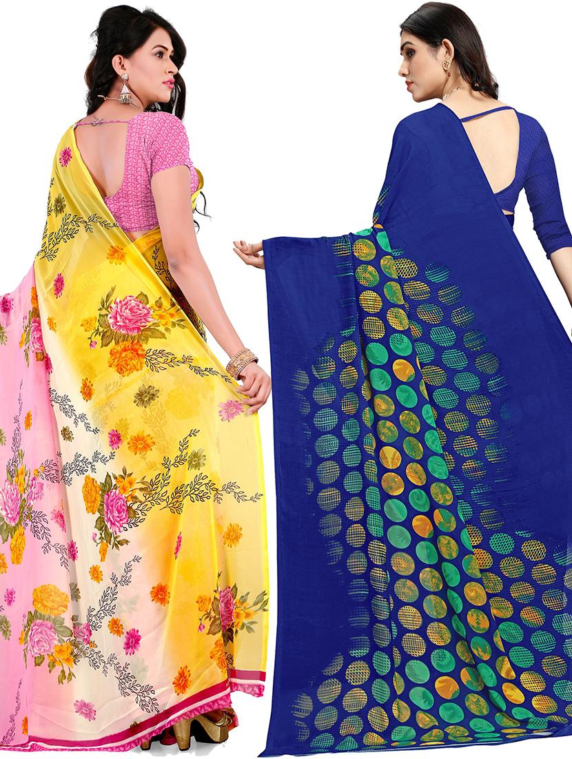 pack of 2 casual wear combo sarees with blouse - 21478780 - Standard Image - 1