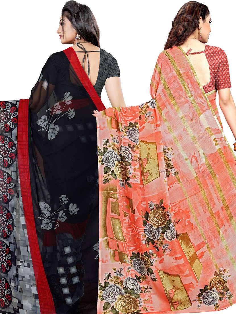 women pack of 2 casual wear combo sarees with blouse - 21478809 -  Standard Image - 1