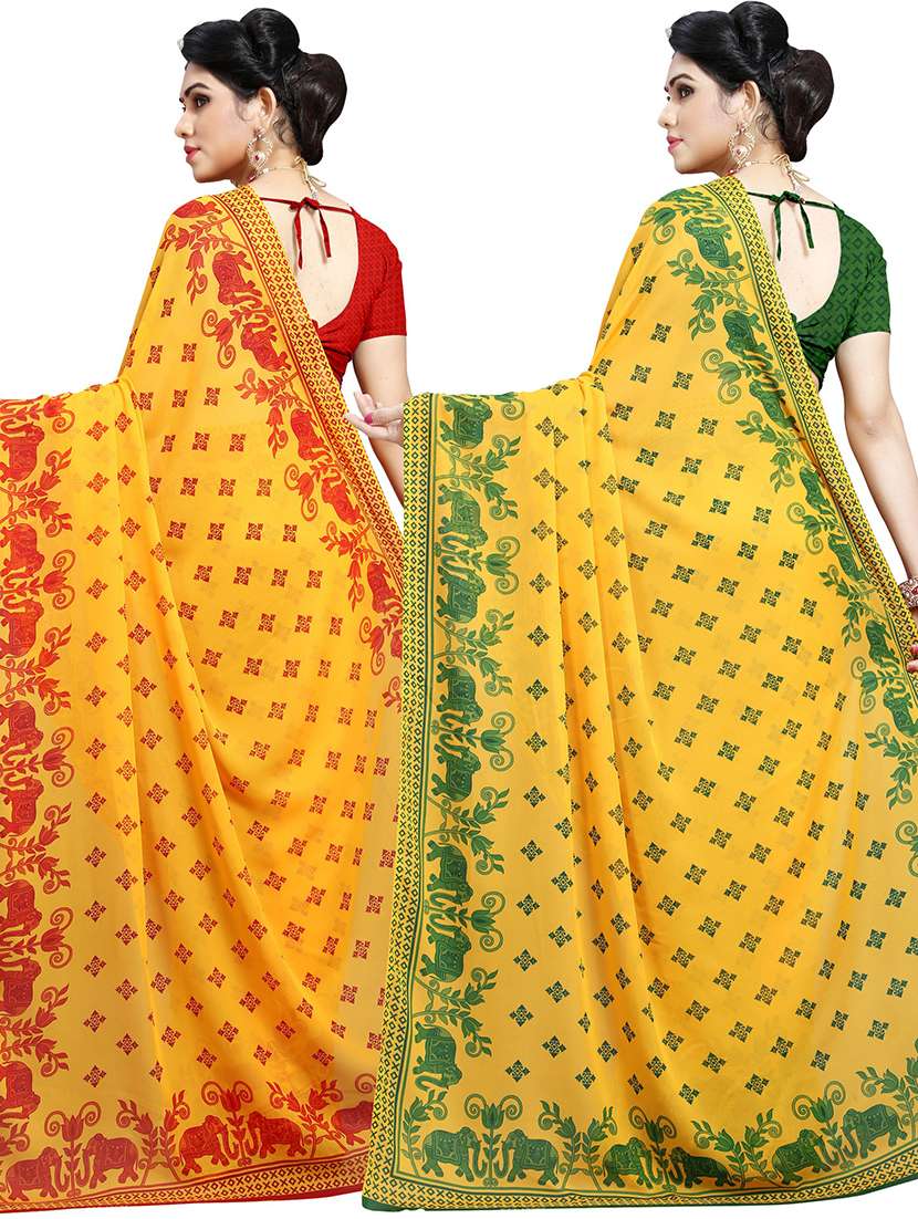 women pack of 2 casual wear combo sarees with blouse - 21478822 -  Standard Image - 1