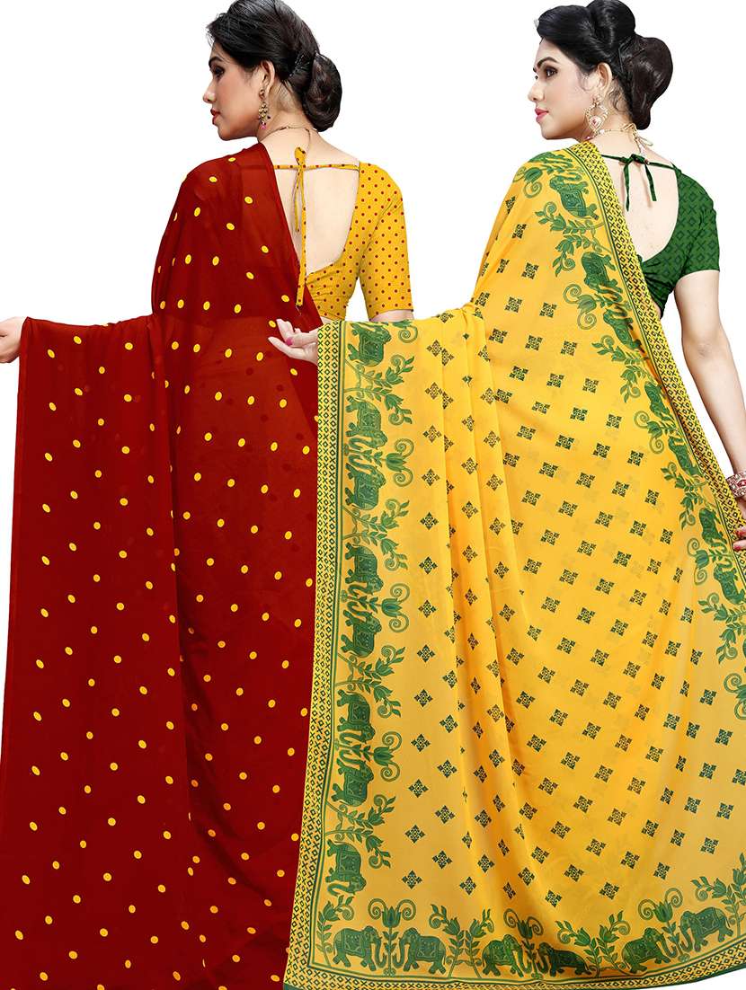 women pack of 2 casual wear combo sarees with blouse - 21478854 -  Standard Image - 1