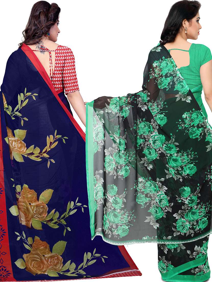 women pack of 2 casual wear sarees with blouse - 21478869 -  Standard Image - 1