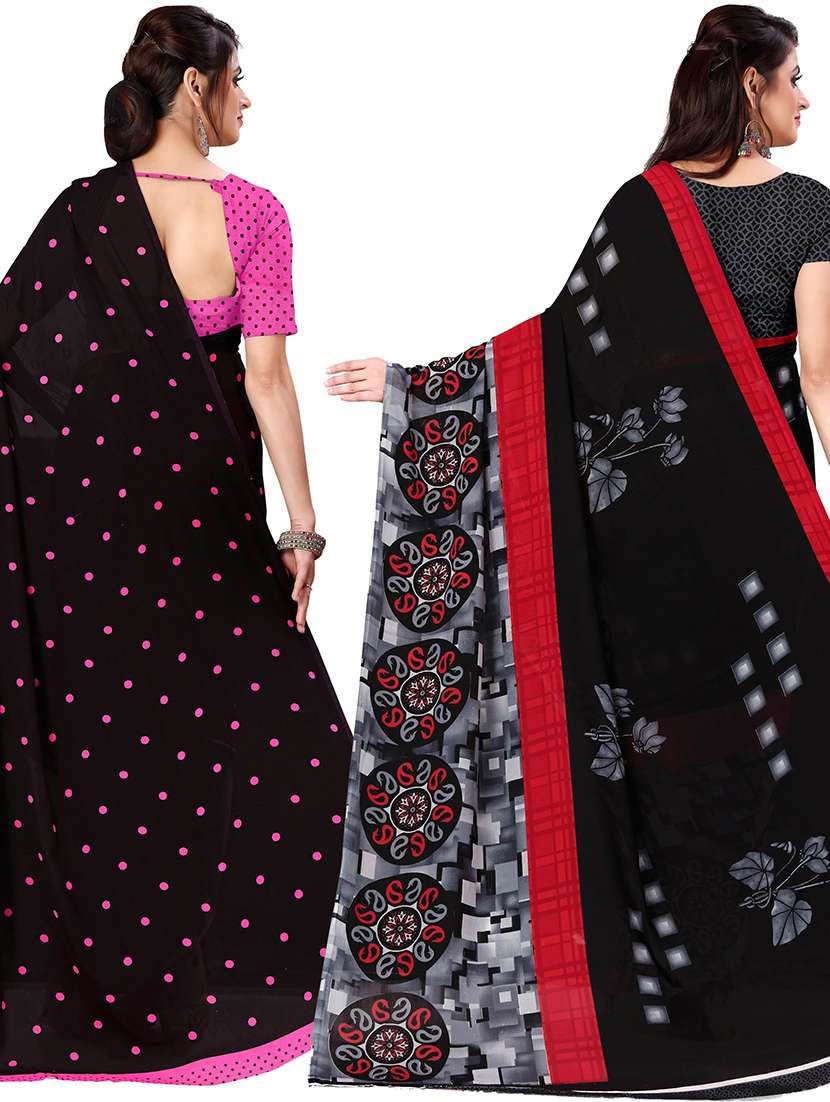 women pack of 2 casual wear combo sarees with blouse - 21478902 -  Standard Image - 1