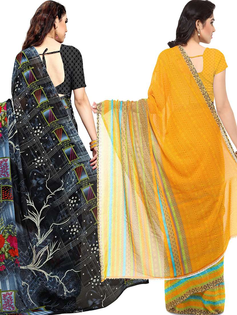 women pack of 2 casual wear combo sarees with blouse - 21478907 -  Standard Image - 1