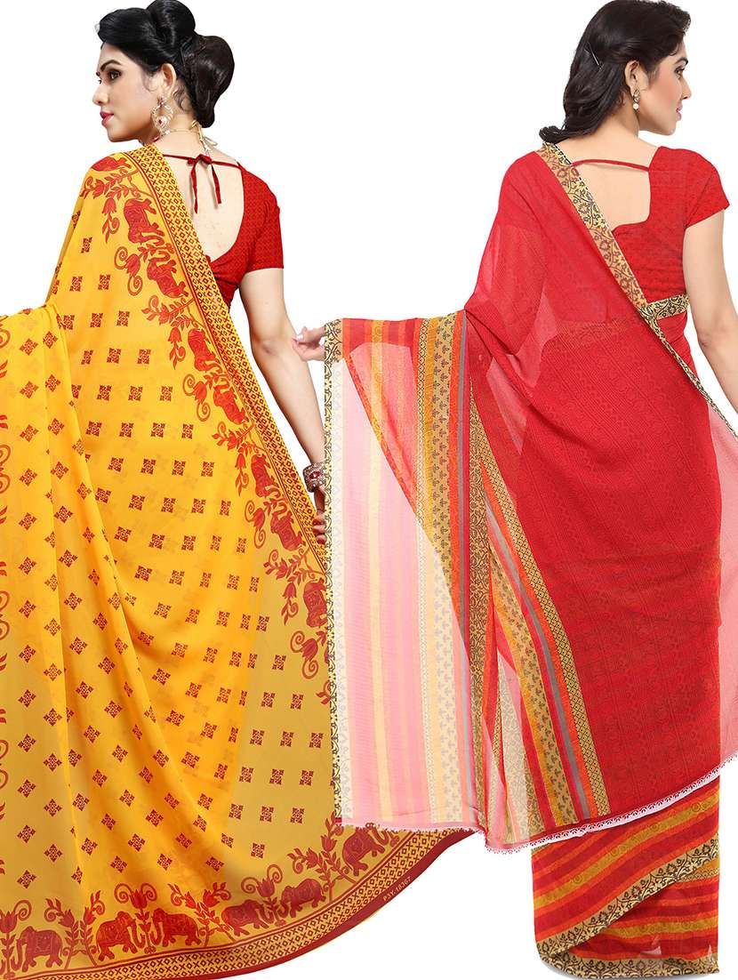women pack of 2 casual wear combo sarees with blouse - 21478939 -  Standard Image - 1