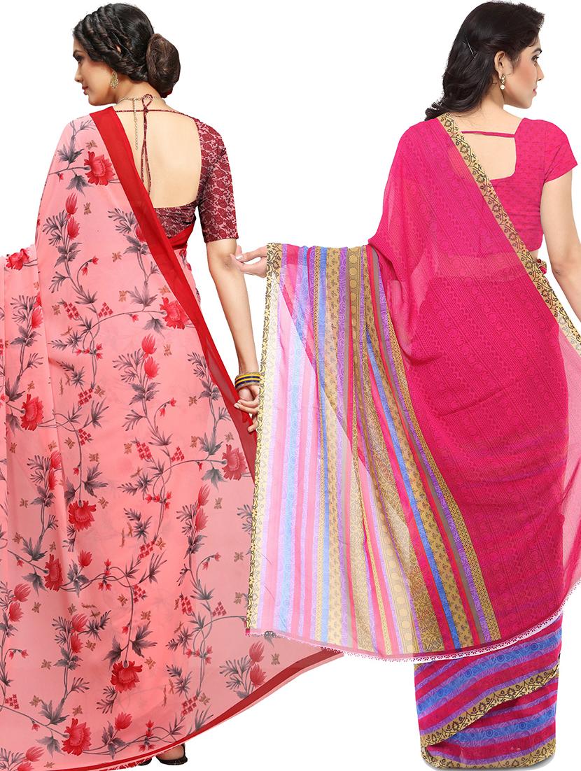 women pack of 2 casual wear combo sarees with blouse - 21478948 - Standard Image - 1