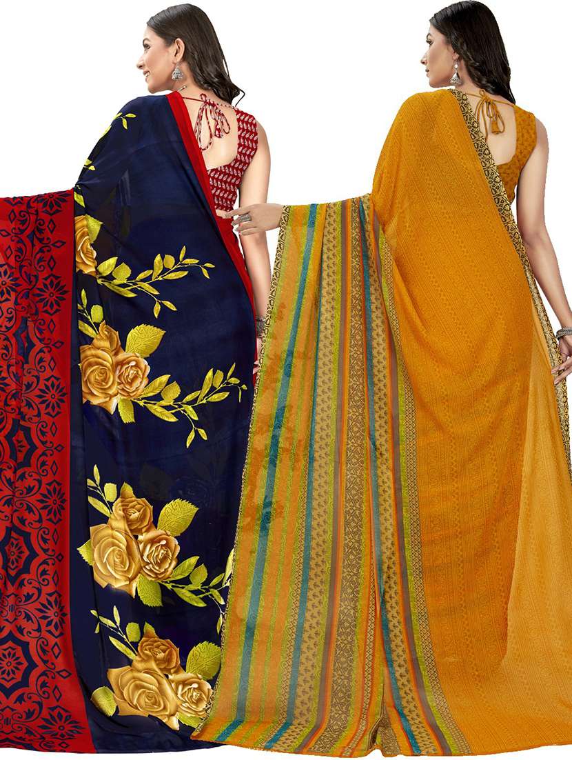 women pack of 2 casual wear combo sarees with blouse - 21478959 -  Standard Image - 1