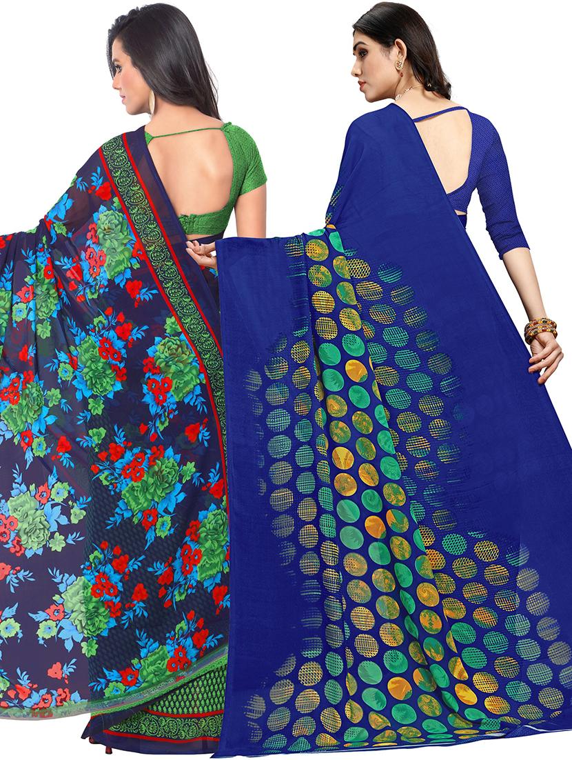 women pack of 2 casual wear combo sarees with blouse - 21479016 - Standard Image - 1
