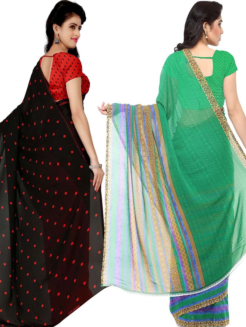 women pack of 2 casual wear sarees with blouse - 21479048 -  Standard Image - 1