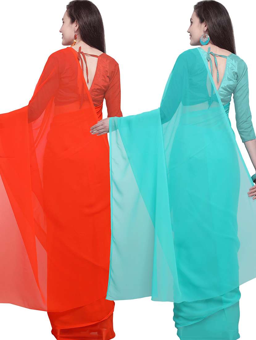women pack of 2 casual wear combo sarees with blouse - 21479101 -  Standard Image - 1