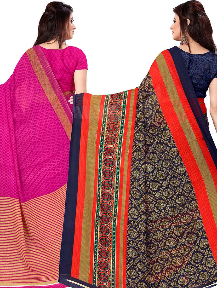 women pack of 2 casual wear combo sarees with blouse - 21479111 -  Standard Image - 1