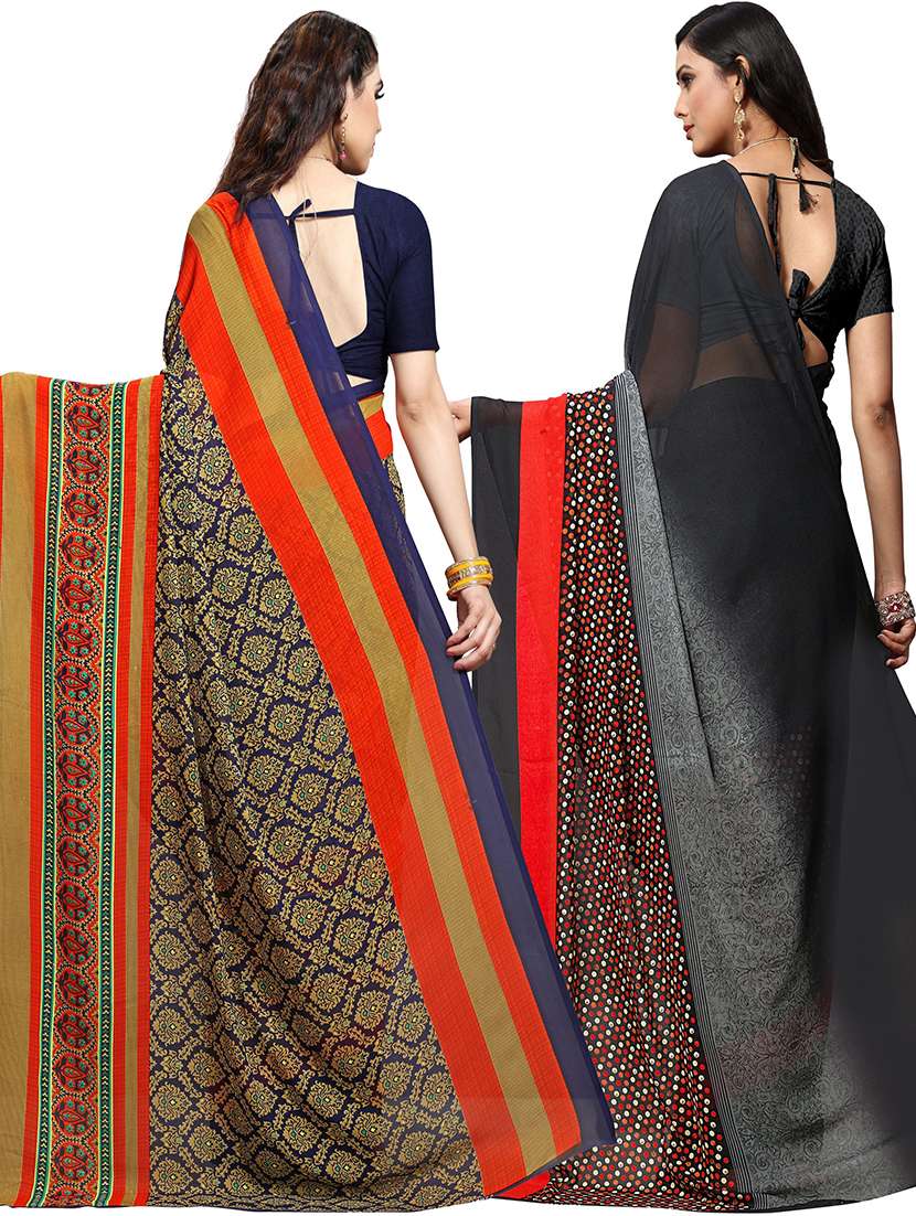 women pack of 2 casual wear combo sarees with blouse - 21479162 -  Standard Image - 1
