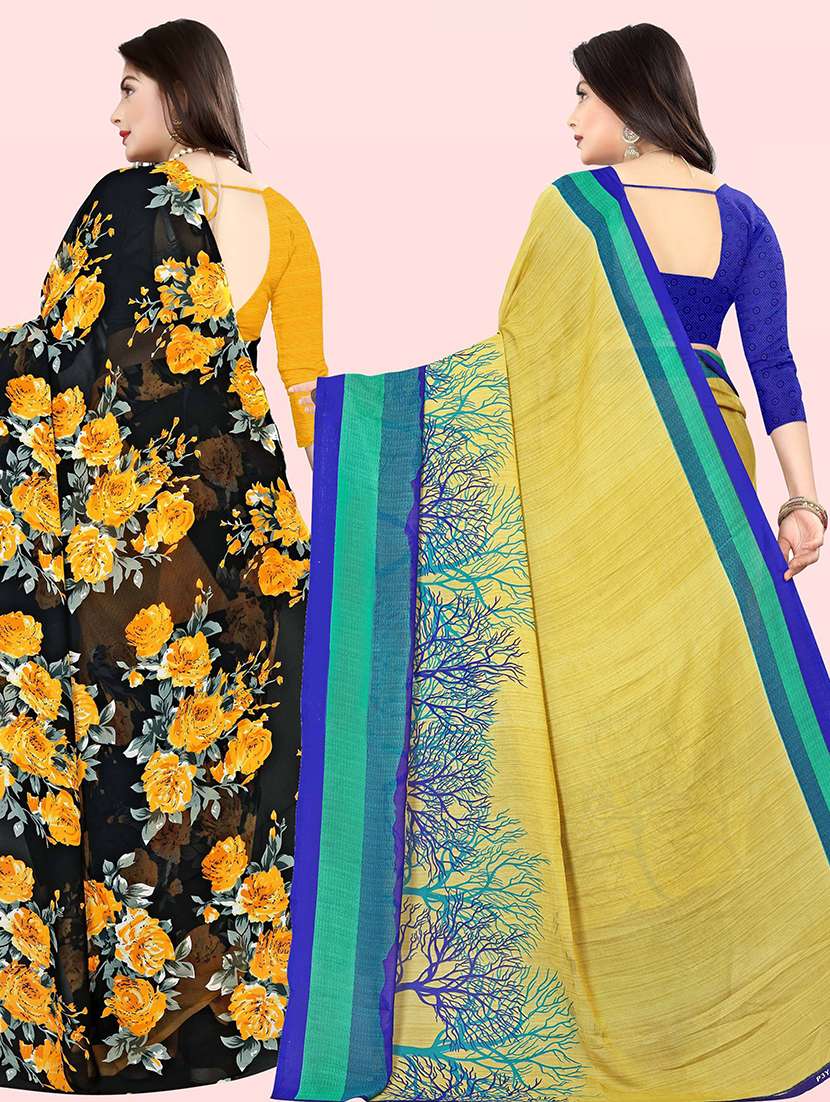 women pack of 2 casual wear sarees with blouse - 21479193 -  Standard Image - 1