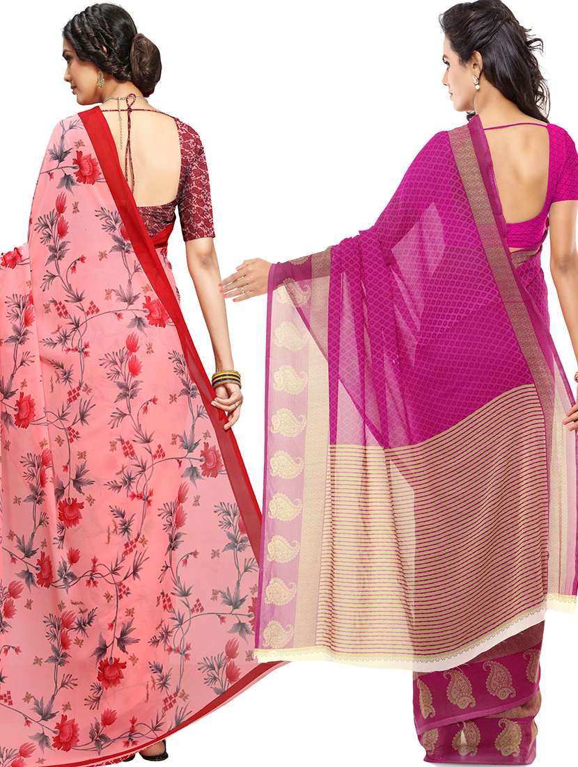 women pack of 2 casual wear combo sarees with blouse - 21479195 - Standard Image - 1