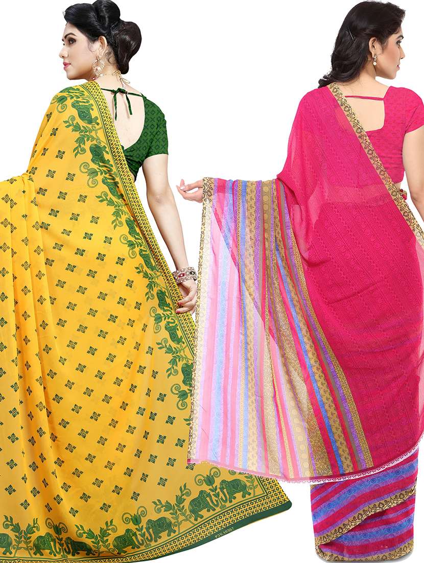 women pack of 2 casual wear combo sarees with blouse - 21479218 -  Standard Image - 1