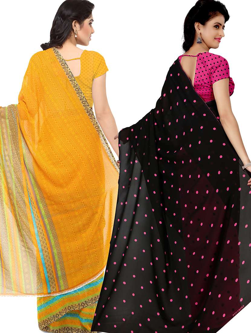 women pack of 2 casual wear combo sarees with blouse - 21479282 -  Standard Image - 1