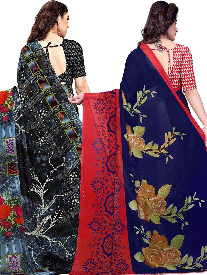 women pack of 2 casual wear combo sarees with blouse - 21479290 - Standard Image - 1