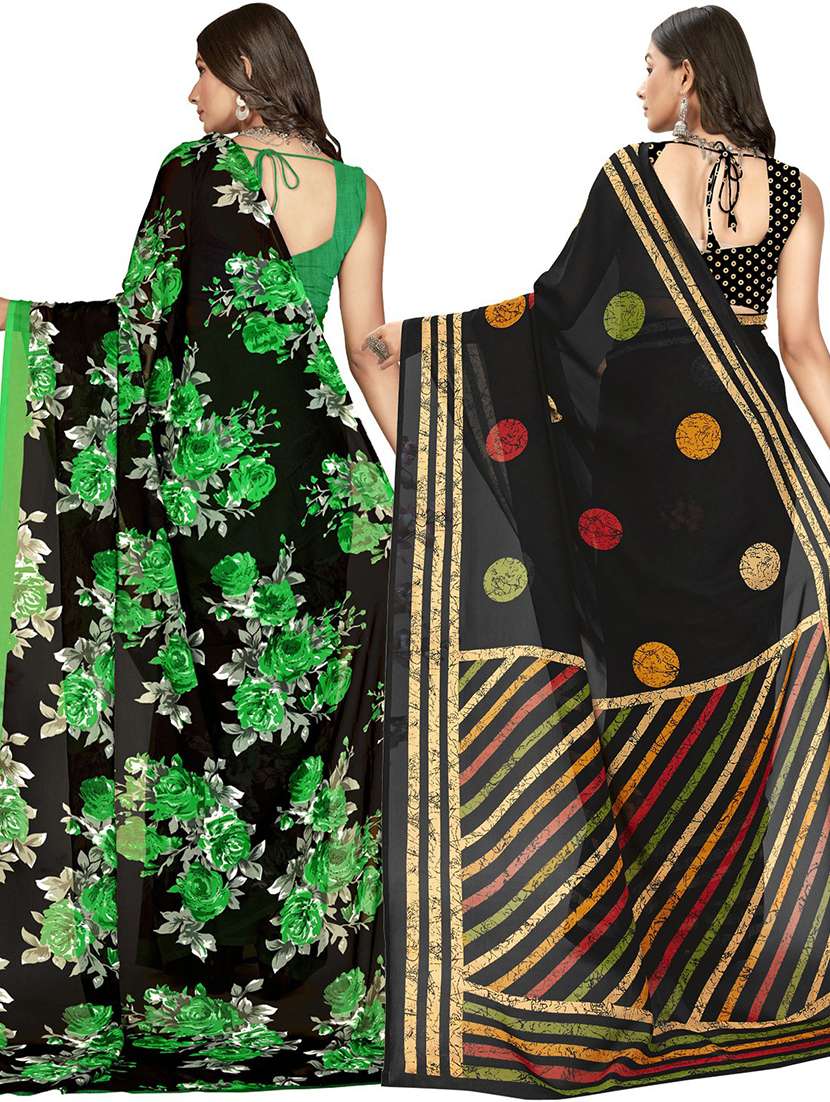 women pack of 2 casual wear combo sarees with blouse - 21479301 -  Standard Image - 1