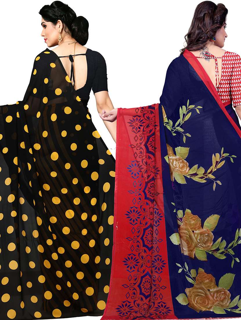 women pack of 2 casual wear combo sarees with blouse - 21479324 -  Standard Image - 1