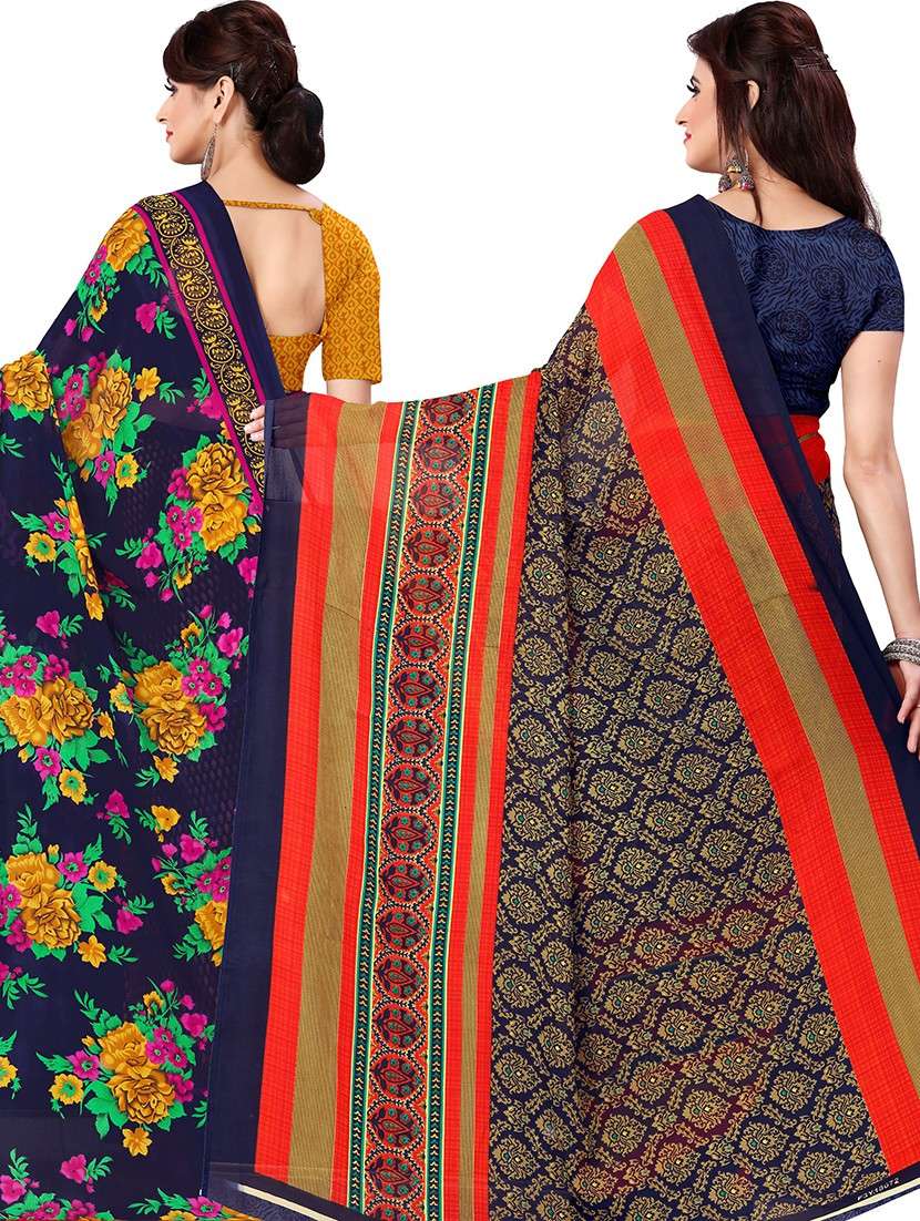 women pack of 2 casual wear combo sarees with blouse - 21479346 -  Standard Image - 1