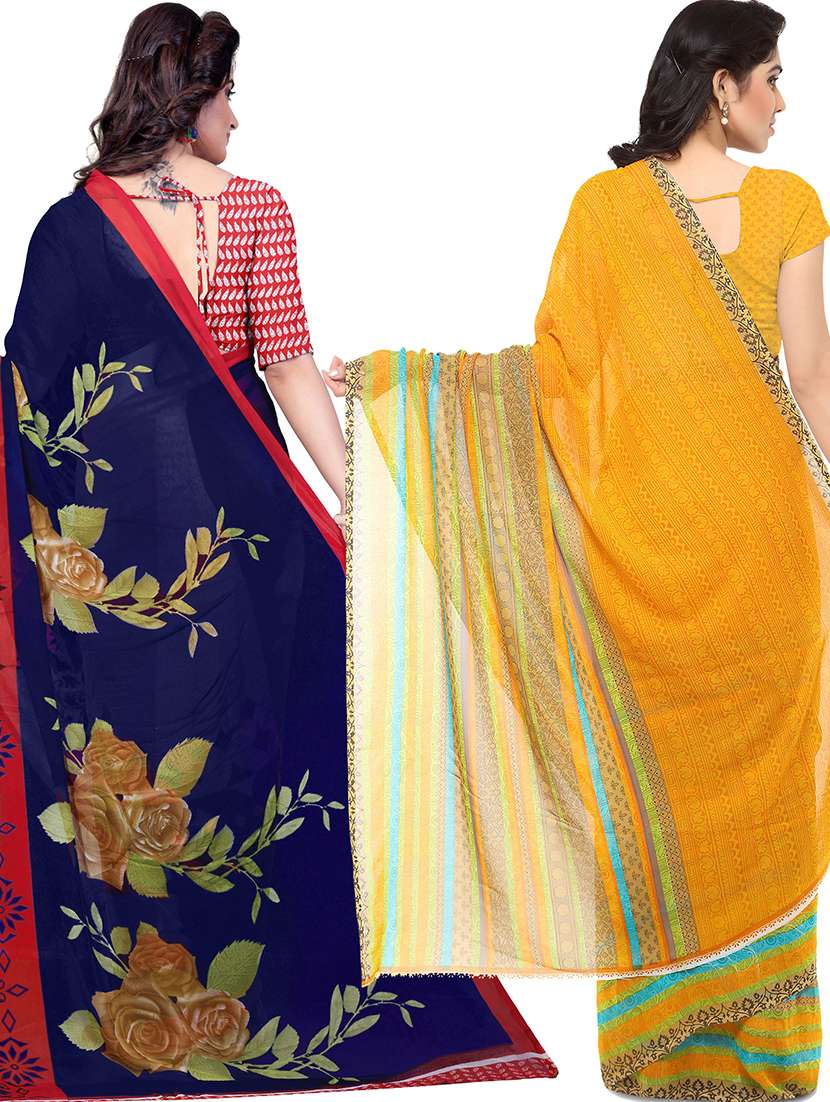 women pack of 2 casual wear combo sarees with blouse - 21479390 - Standard Image - 1