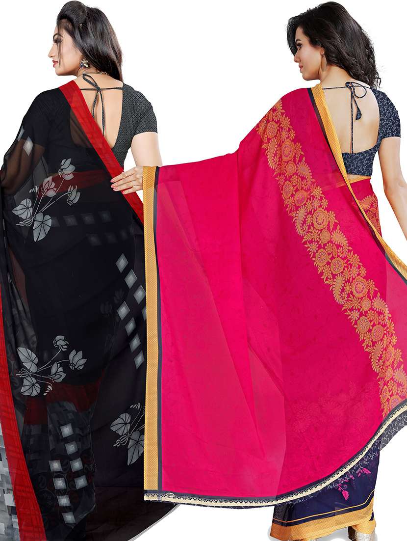 women pack of 2 casual wear combo sarees with blouse - 21479395 -  Standard Image - 1
