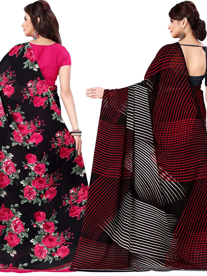 women pack of 2 casual wear combo sarees with blouse - 21479416 -  Standard Image - 1