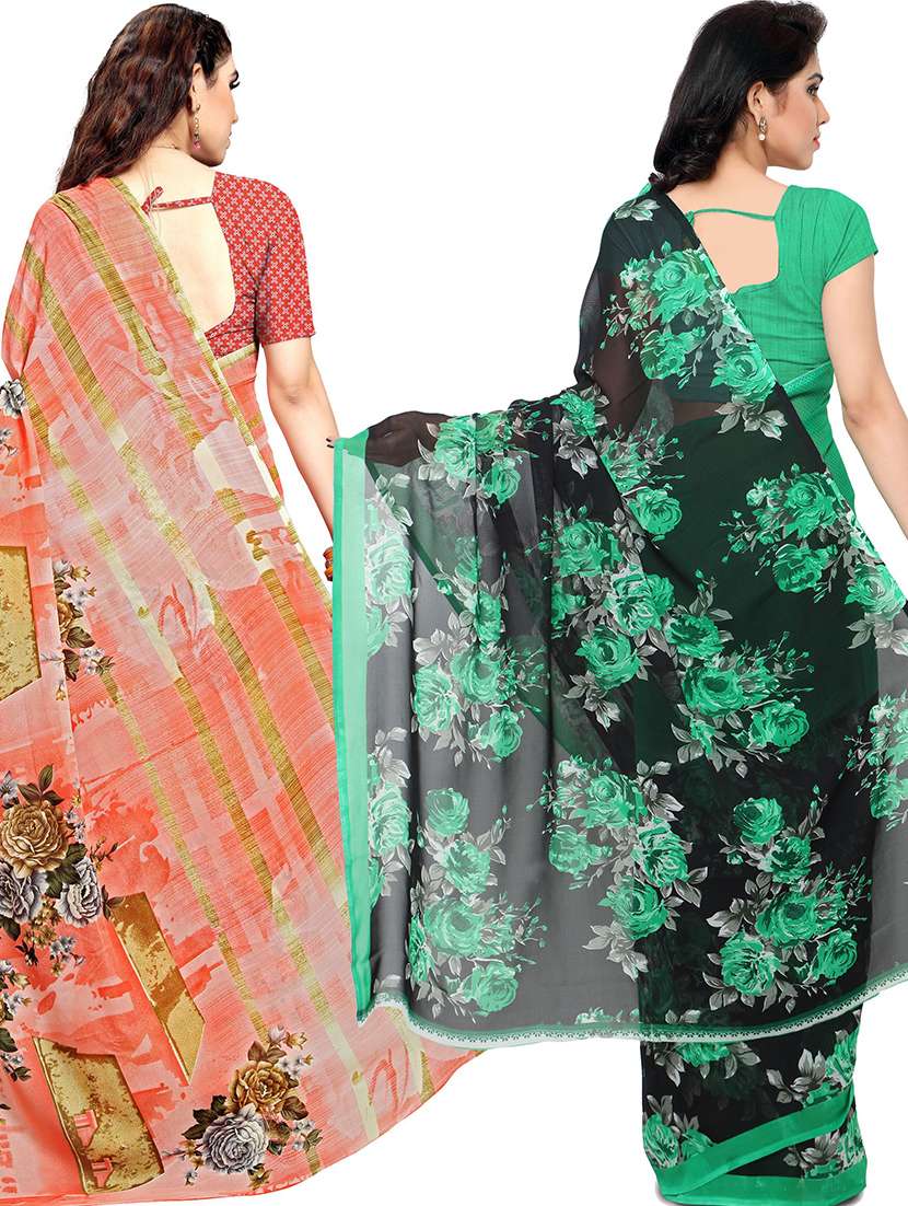 women pack of 2 casual wear combo sarees with blouse - 21479472 -  Standard Image - 1