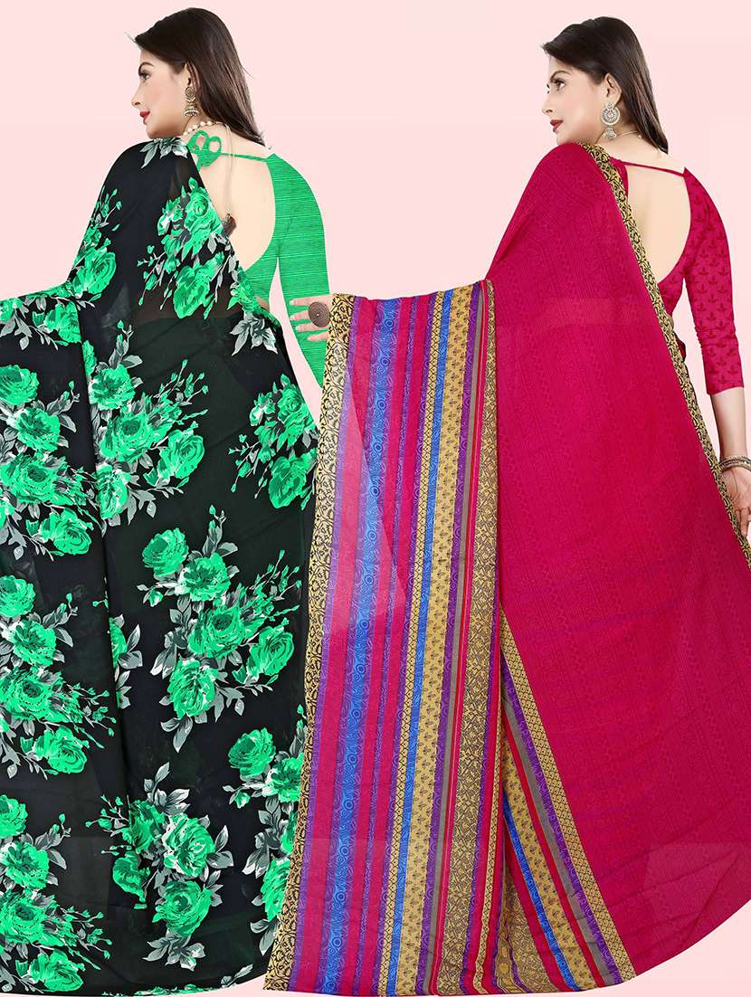 women pack of 2 casual wear combo sarees with blouse - 21479507 -  Standard Image - 1