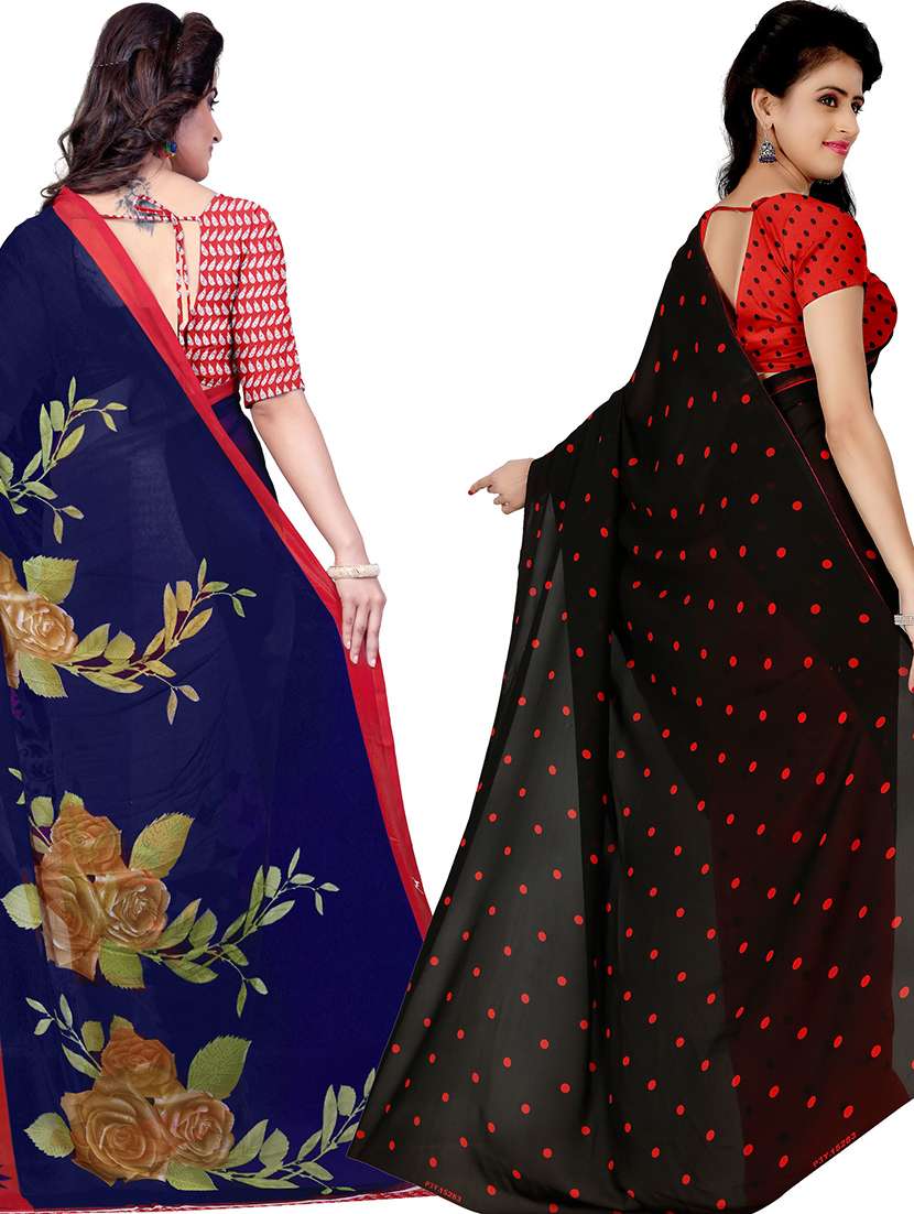 women pack of 2 casual wear combo sarees with blouse - 21479561 - Standard Image - 1