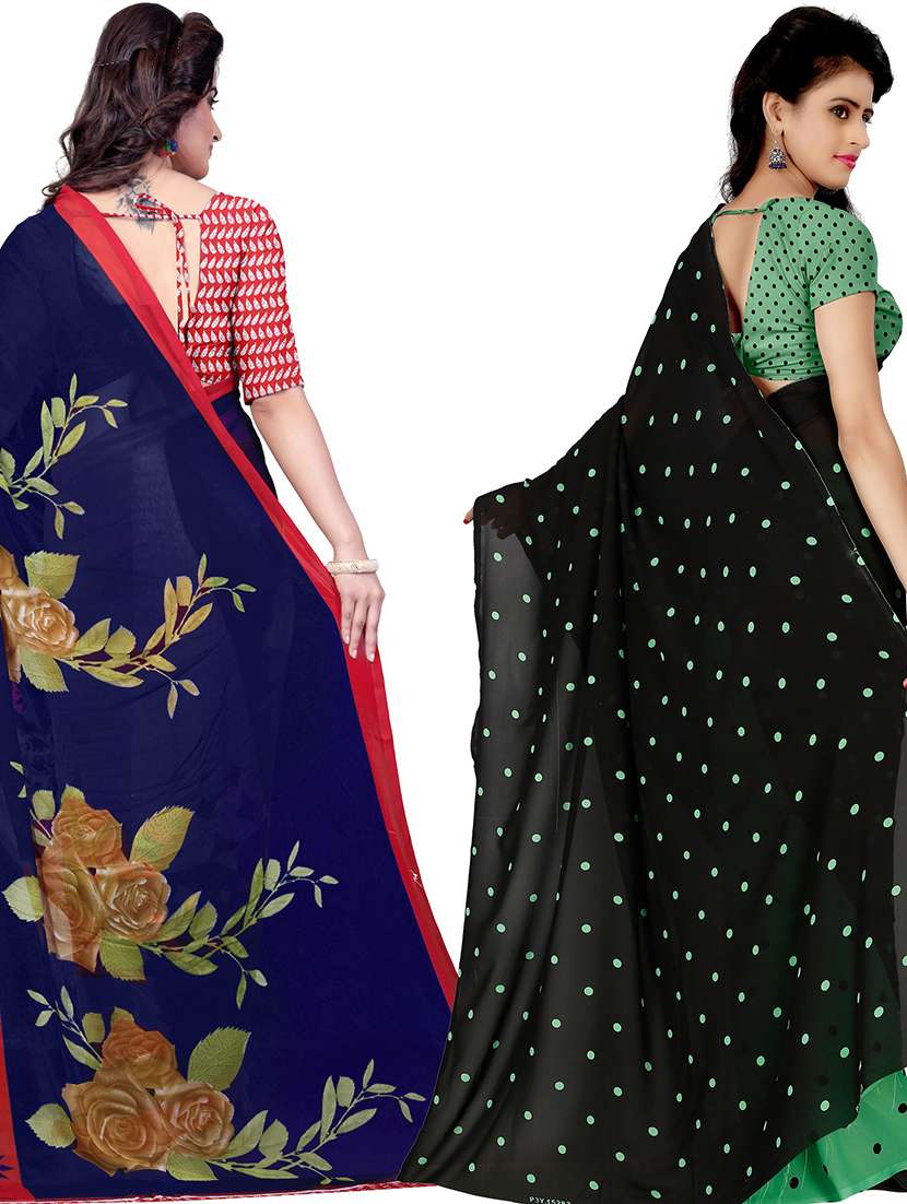 women pack of 2 casual wear combo sarees with blouse - 21479562 - Standard Image - 1