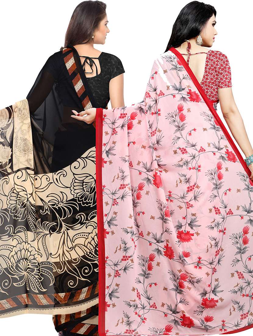 women pack of 2 casual wear combo sarees with blouse - 21479655 -  Standard Image - 1