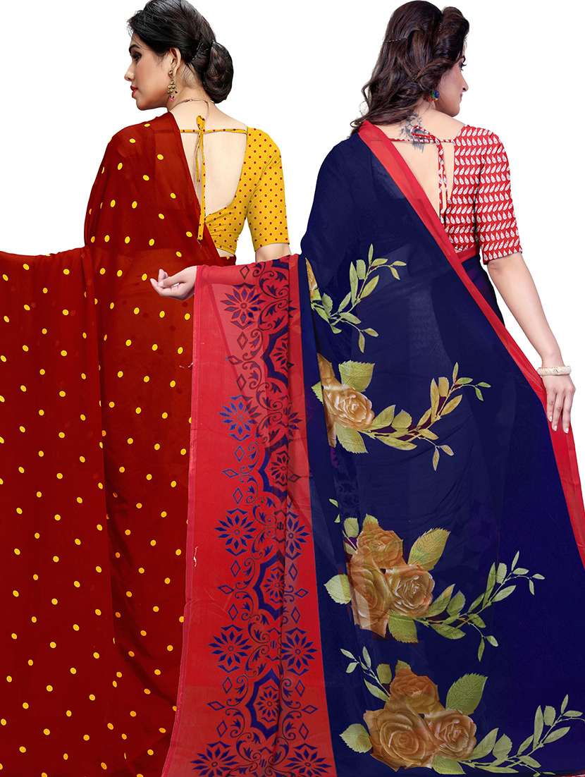 women pack of 2 casual wear combo sarees with blouse - 21479664 -  Standard Image - 1