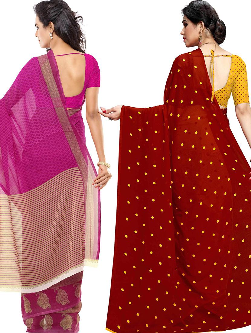 women pack of 2 casual wear combo sarees with blouse - 21479675 -  Standard Image - 1