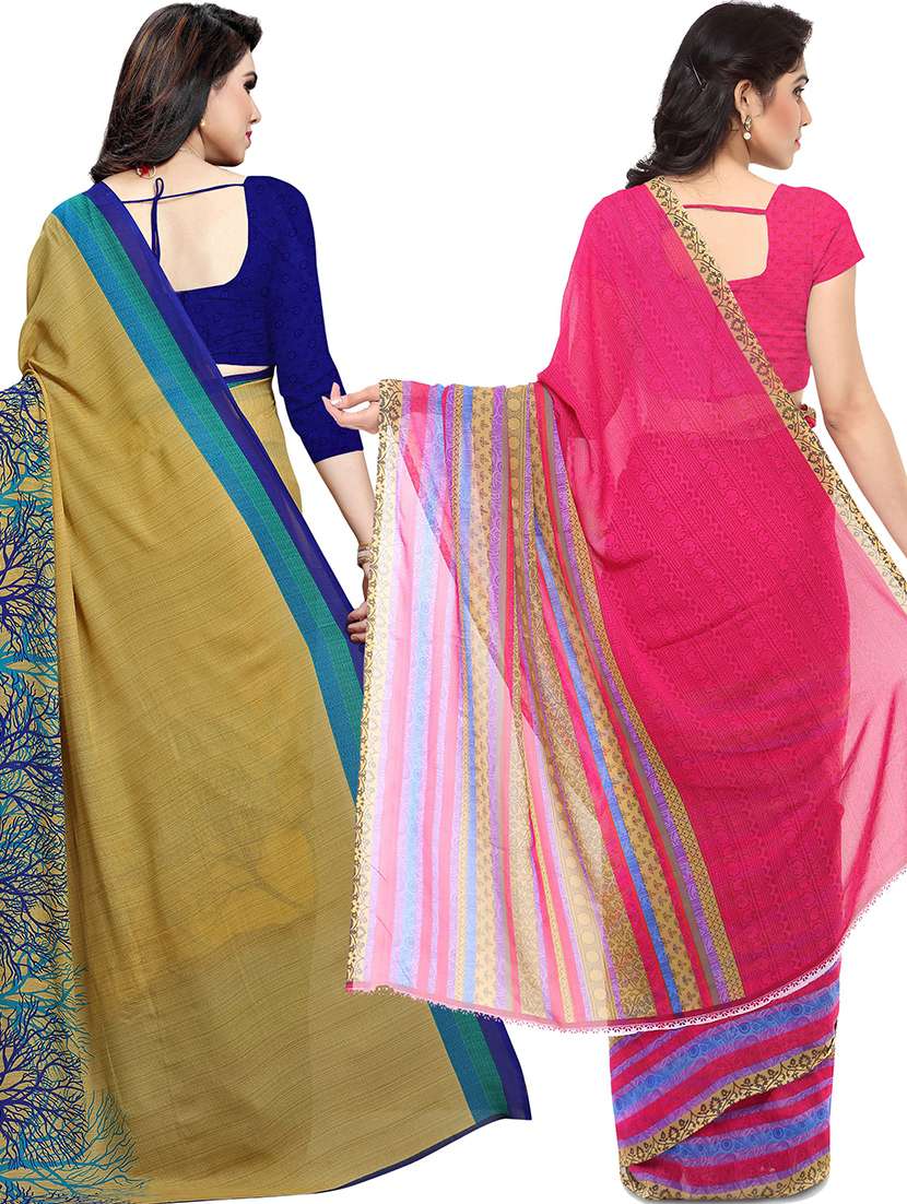 women pack of 2 casual wear combo sarees with blouse - 21479698 -  Standard Image - 1