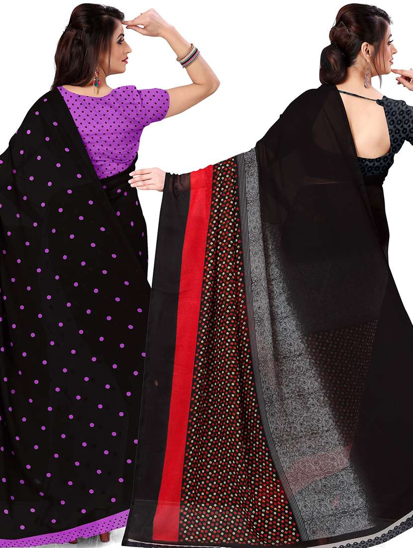 women pack of 2 casual wear combo sarees with blouse - 21479708 -  Standard Image - 1