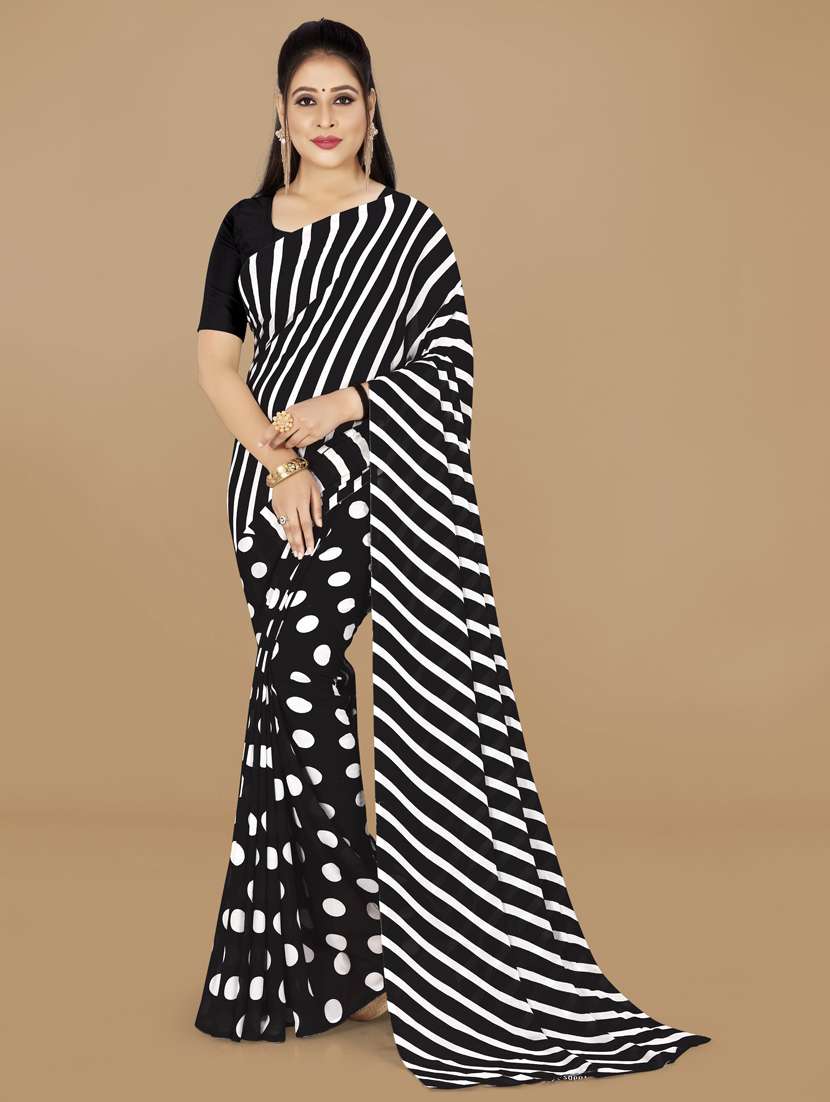 multi colored georgette ready to wear saree with blouse
