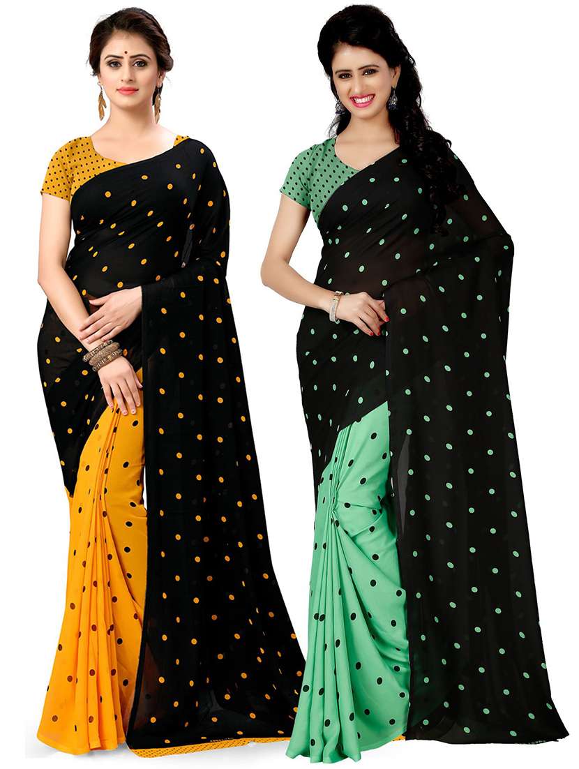 women pack of 2 casual wear combo sarees with blouse
