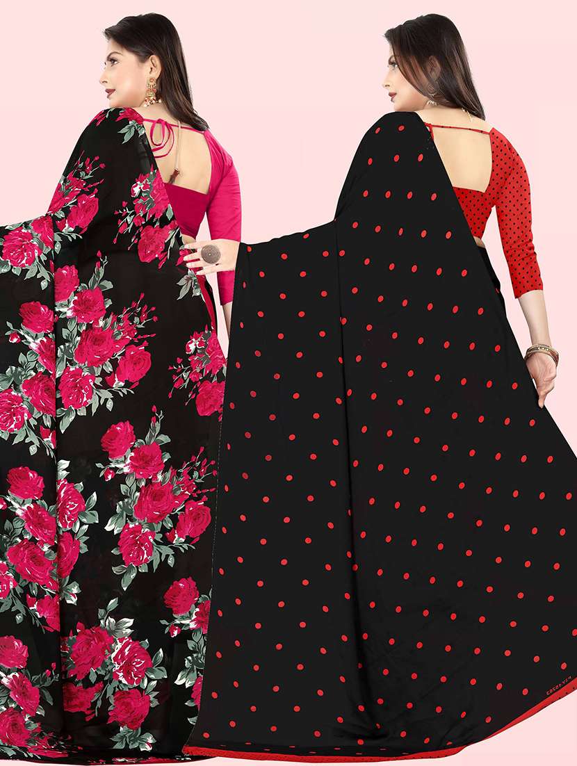women pack of 2 casual wear combo sarees with blouse - 21480107 -  Standard Image - 1